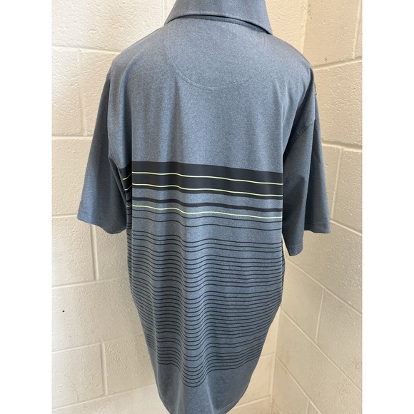 Pebble Beach Dry-Luxe‎ Large Golf Polo Shirt Grey w/ Black Stripes - Picture 7 of 7